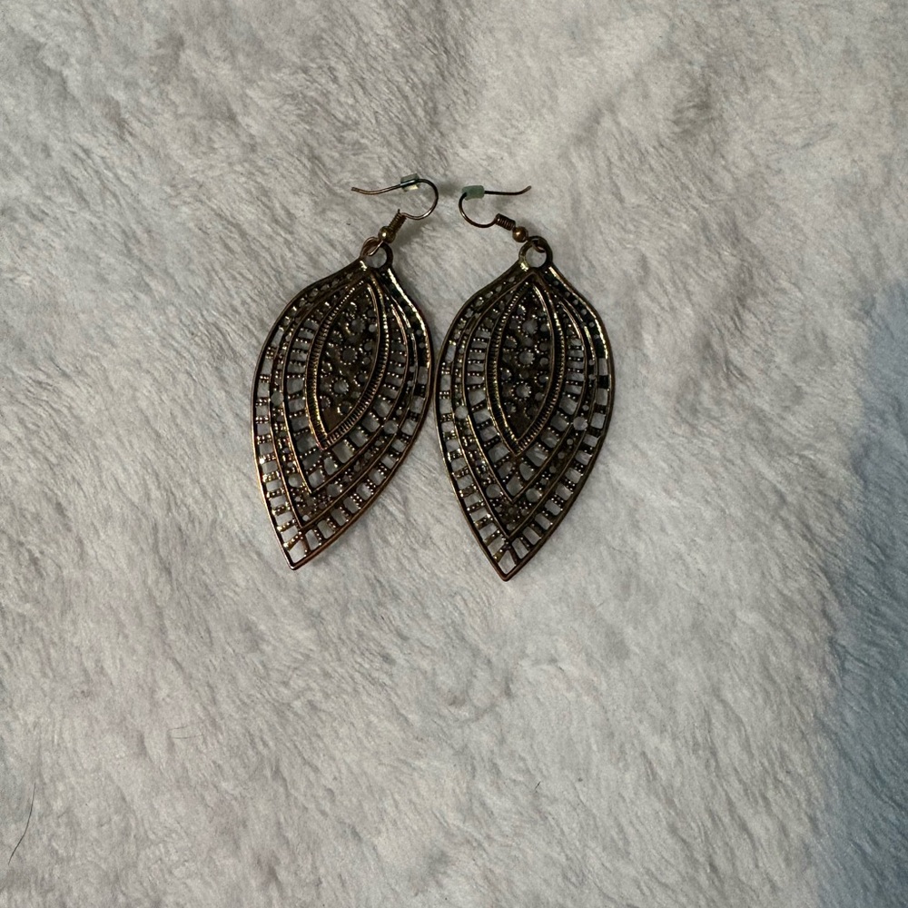 Boho gold Leaf Earrings